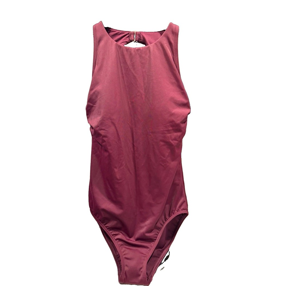 Lands' End Women's One Piece Swimsuit Size 12 Burgundy High Neck NWT